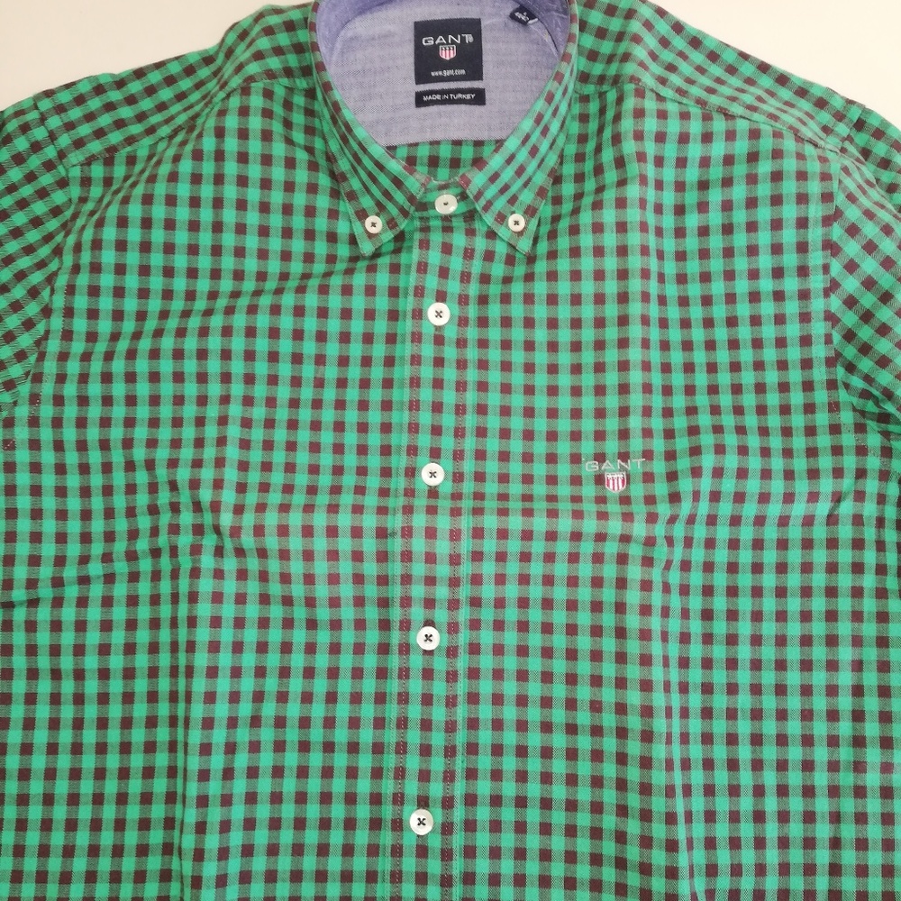 GANT USA GREEN PLAID MEN BUTTON DOWN SHIRT